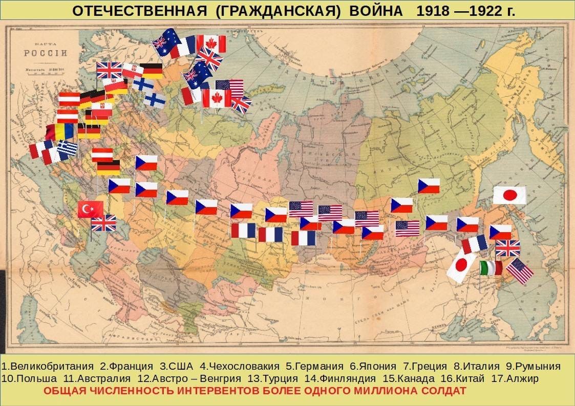 Карта россии в 1918